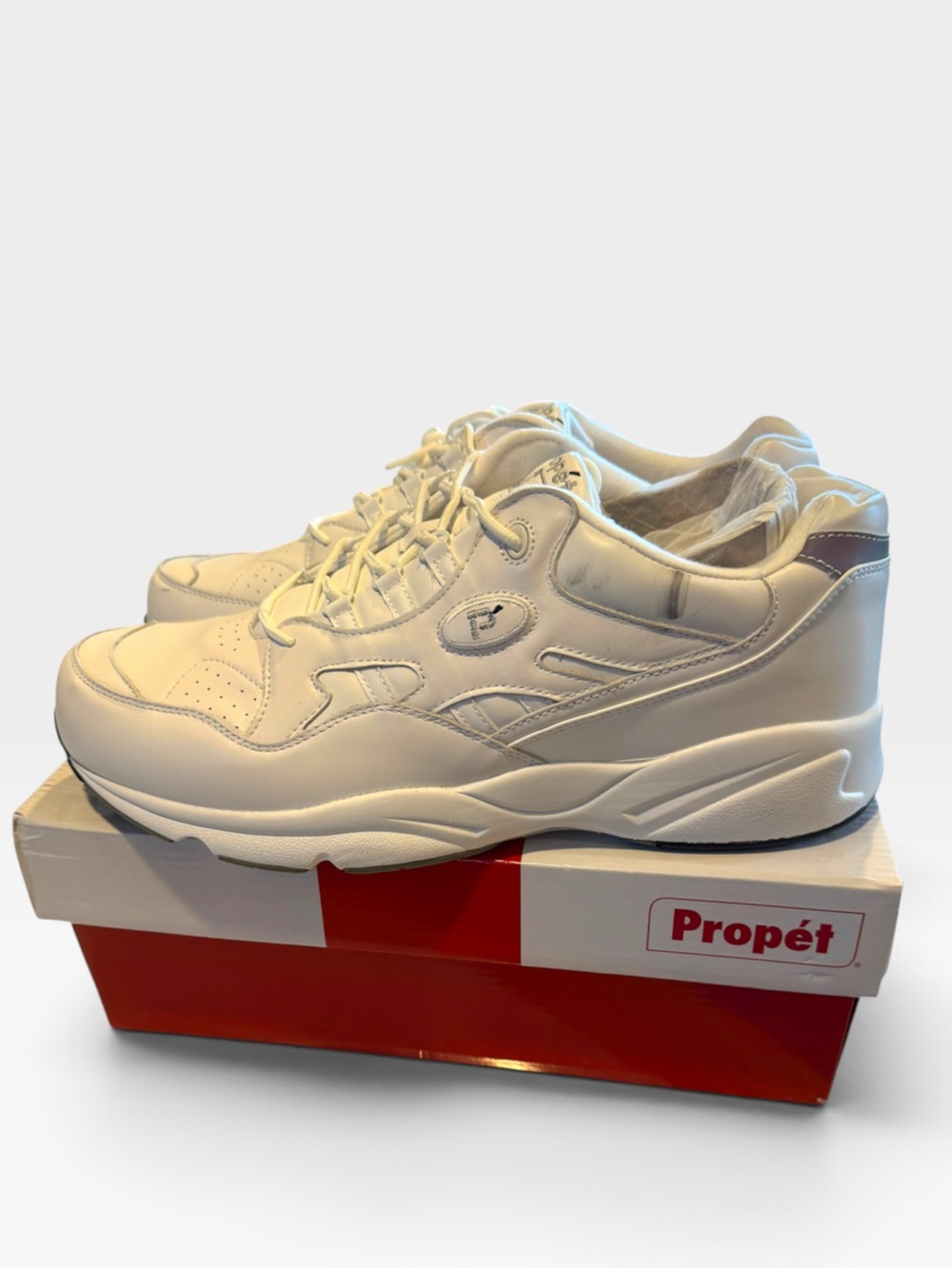 Propet Stability Walker Men’s White Leather Walking Shoes Sz 15 X3E NIB
